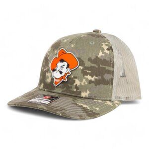 OSU Cowboys Pistol Pete Snapback Trucker Hat- Digital Camo/ Light Green
